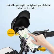 Otomatik Tuşlu Şapkalı Motorsiklet Bisiklet Telefon Tutacağı Ayna ve Gidon Bağlantılı