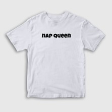 Presmono  Çocuk Beyaz Nap Queen Hediye Uykucu Prenses T-Shirt