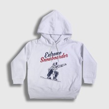 Presmono Unisex Çocuk Beyaz Extreme Snowboarder Hediye Kayak Kapüşonlu Sweatshirt