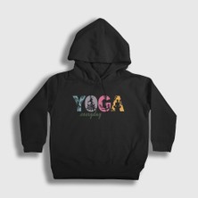 Presmono Unisex Çocuk Siyah Everyday Meditasyon Hediye Yoga Kapüşonlu Sweatshirt