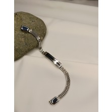 Luna Jewelry Erkek Gümüş Renk Ottaman 316 L Çelik Örme Zincir Bileklik