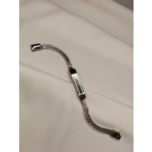 Luna Jewelry Erkek Gümüş Renk Ottaman 316 L Çelik Örme Zincir Bileklik