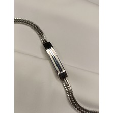Luna Jewelry Erkek Gümüş Renk Ottaman 316 L Çelik Örme Zincir Bileklik