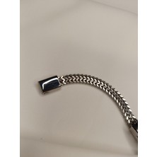 Luna Jewelry Erkek Gümüş Renk Ottaman 316 L Çelik Örme Zincir Bileklik
