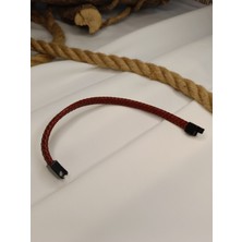 Luna Jewelry Erkek Örgü Model Hakiki Deri 316 L Çelik Mıknatıslı Bileklik