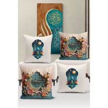 Bertille Home Ramazan Serisi Çift Tarafı Dijital Baskılı  4'lü Kırlent Kılıfı Seti