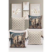 Bertille Home Ramazan Serisi Çift Tarafı Dijital Baskılı  4'lü Kırlent Kılıfı Seti