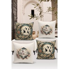 Bertille Home Ramazan Serisi Çift Tarafı Dijital Baskılı  4'lü Kırlent Kılıfı Seti