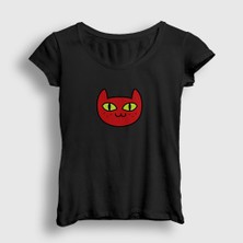 Presmono Kadın Siyah Marceline's Cat Hediye Kedi Kedili T-Shirt
