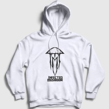 Presmono Unisex Beyaz Logo Müzik Infected Mushroom Kapüşonlu Sweatshirt