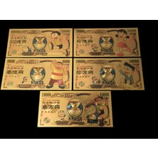 Doraemon 24 Ayar Altın Kaplama 5li Sertifikalı Set