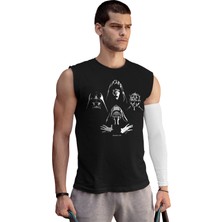 Rock&Roll Dört Kafa Yıldız Savaşları Siyah Kesik Kol / Kolsuz Erkek T-Shirt