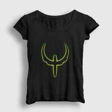 Presmono Kadın Siyah Logo Oyun Quake 4 Iv T-Shirt