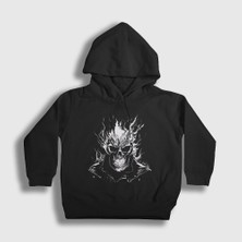 Presmono Unisex Çocuk Siyah Skull Ghost Rider Hediye Motorcu Kapüşonlu Sweatshirt
