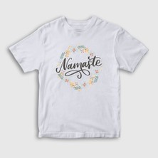 Presmono  Çocuk Beyaz Namaste Meditasyon Hediye Yoga T-Shirt