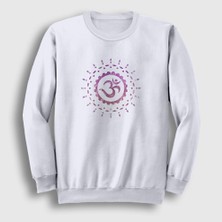 Presmono Unisex Beyaz Om Sembol Meditasyon Hediye Yoga Sweatshirt