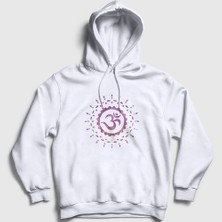 Presmono Unisex Beyaz Om Sembol Meditasyon Hediye Yoga Kapüşonlu Sweatshirt