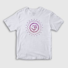 Presmono  Çocuk Beyaz Om Sembol Meditasyon Hediye Yoga T-Shirt
