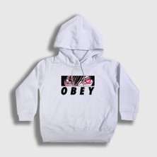 Presmono Unisex Çocuk Beyaz Obey Lelouch Anime Code Geass Kapüşonlu Sweatshirt