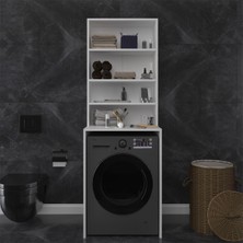 Asra Trend Lüks Raflı Çamaşır Kurutma Makinesi Dolabı %100 MDF Banyo Dolabı BD04