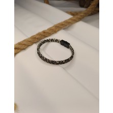 Luna Jewelry Erkek Snake Desen Hakiki Deri 316 L Çelik Mıknatıslı Bileklik