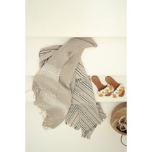 Barine Linen Keten Peştamal Beyaz 90 x 175 - Keseli