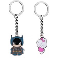 Herşey Nota Batman Hello Kitty Ikili 2 Adet Çift Anahtarlık Veya Çanta Süsü
