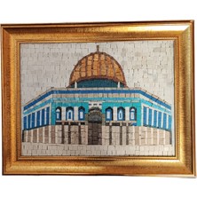 Kubbet-Üs Sahra Mozaik Sanat Paneli Orta Altın Çerçeve P00037