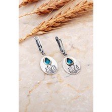 Sümer Telkari Akuamarin Taşlı Hayat Ağacı Elişi Gümüş Küpe 7201