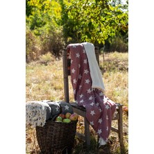 Taşıma Kemerli, Polar Kaplı, Çift Yüzlü, Yazı Jakarlı Throw Burgundy 130 x 170