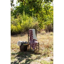 Taşıma Kemerli, Polar Kaplı, Çift Yüzlü, Yazı Jakarlı Throw Burgundy 130 x 170