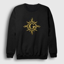 Z zepplin Presmono  Siyah Gold Logo Rock Godsmack Sweatshirt