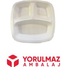 3 Bölmeli Kullan At Köpük Tabak 100 Adet