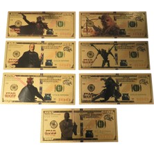 24 Ayar Altın Kaplama Star Wars Filmi Koleksiyonluk 7 Adet 100 Dolar Banknot Seti
