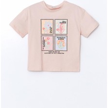 Lcw Kids Bisiklet Yaka Çiçekli Kız Çocuk Tişört