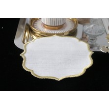 PLT Design 6'lı Yıldız Kenar Detaylı Linen Keten Kahve Yanı Kokteyl Sunum Peçetesi