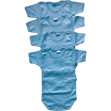 Bebek 4'lü Yarım Kollu Çıtçıtlı %100 Pamuklu Body Zıbın-Mavi 4-5 Yaş