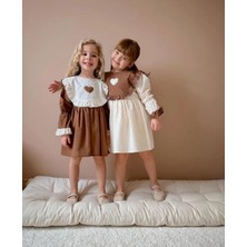 Karan Kids Kız Çocuk Kalp Detay Keten Elbise