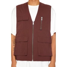 F21 Fermuarlı Utility Kargo Yelek