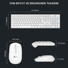 Lecoo KM2001 Kablosuz Türkçe Q Klavye & Mouse Set Beyaz