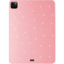 ZORE Apple iPad Pro 11 2018 Simli Parlak Görünümlü Uyumlu Tablet Koton Kılıf-Pembe Koyu