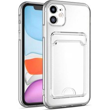 ZORE Apple iPhone 11 Kılıf Kartlıklı Şeffaf Setra Clear Silikon Kapak-Renksiz