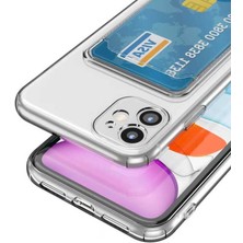 ZORE Apple iPhone 11 Kılıf Kartlıklı Şeffaf Setra Clear Silikon Kapak-Renksiz