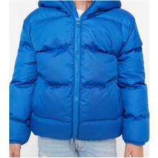 Erkek Çocuk Su ve Rüzgar Geçirmez Kapüşonlu Coat Şişme Mont_siyah