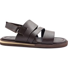 Hammer Jack Setenil H2517 Hafif Tasarım  Deri Erkek Kahverengi Cırtlı Konfor Sandalet