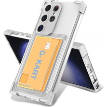ZORE Galaxy S24 Ultra Kılıf Airbag Tasarımlı Şeffaf Kartlıklı Zore G-Kart Kapak-Renksiz