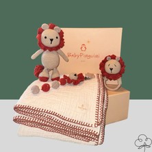 BabyPinguini Kişiselleştirilebilir Bebek Hediye Seti / Babyshower Yenidoğan Hediye Kutusu - Lionbox