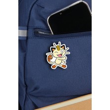 Rozzy Lab Pokemon Meowth Miyav - Rozet - Ahşap - Pin - Broş - Yaka Çanta Aksesuar