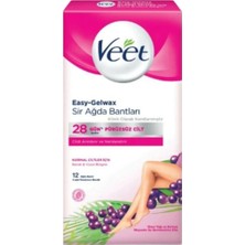 Veet Sir Ağda Bandı Easy-Gelwax 12LI Ağda Bandı Normal Ciltler Için (2 Adet Temizleme Mendili Ile)