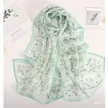 Mint Yeşili Çiçekli Şal